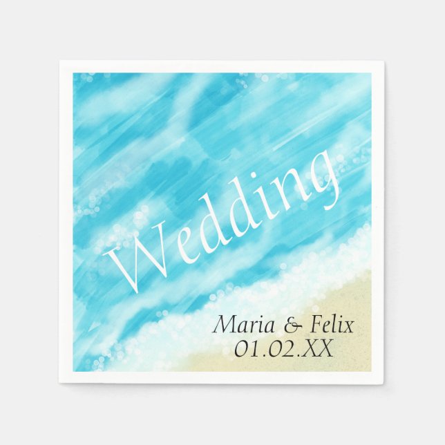 Beach Wedding Bridal Shower Sand Tropical Waves   Napkins (Front)