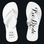 Beach Wedding Bride Flip Flops<br><div class="desc">Custom bride and groom beach wedding flip flops on black and white. Personalize it with your names and wedding date or customize it further if you wish to change the colors or to adjust the layout.</div>
