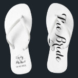 Beach Wedding Bride Flip Flops<br><div class="desc">Custom bride and groom beach wedding flip flops on black and white. Personalize it with your names and wedding date or customize it further if you wish to change the colors or to adjust the layout.</div>
