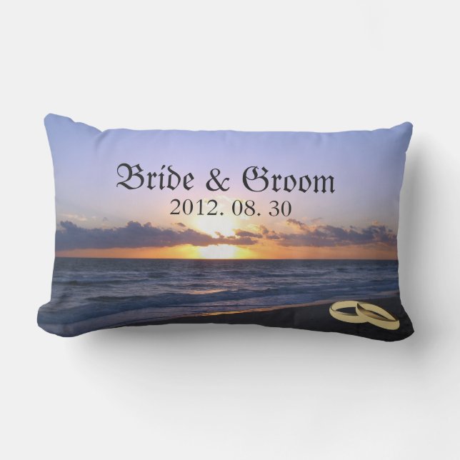 Beach Wedding Bride & Groom Keepsake Personalized Outdoor Pillow (Front)