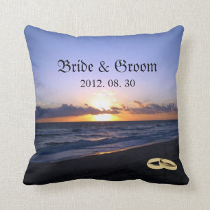 Beach Wedding Bride & Groom Keepsake Personalized Throw Pillow