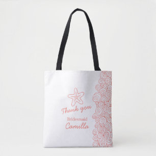 Beach wedding bridesmaid customized favor tote bag