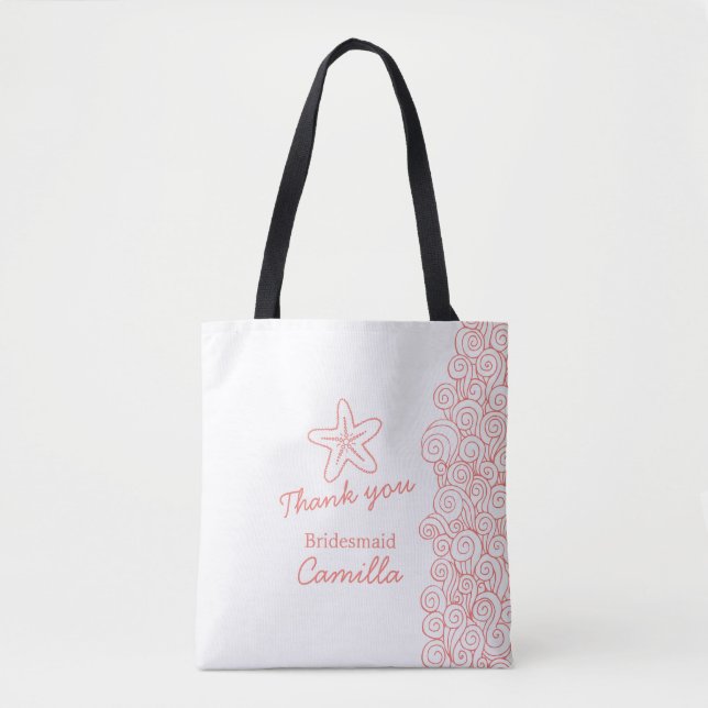 Beach wedding bridesmaid customized favor tote bag (Front)
