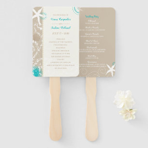 Beach Wedding Celebration Program Hand Fan