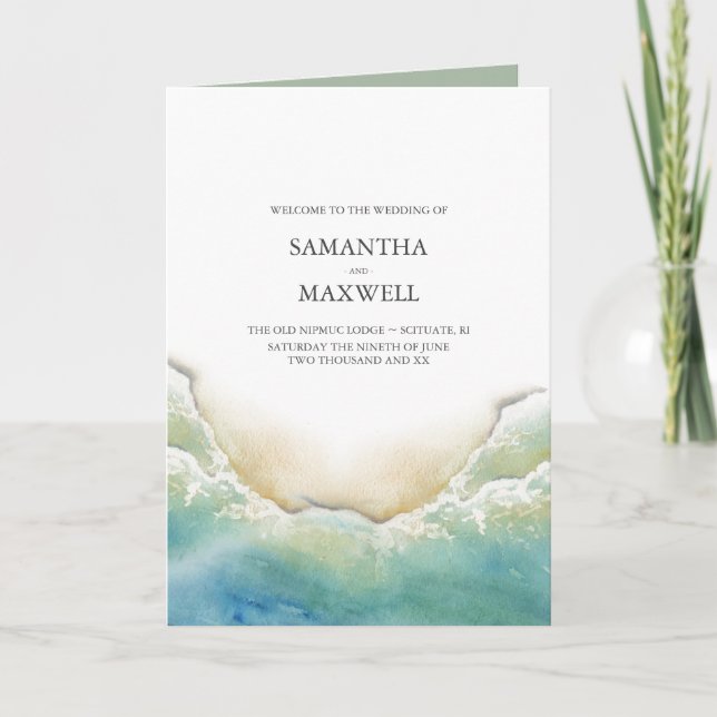Beach Wedding Ceremony Pamphlet Template (Front)