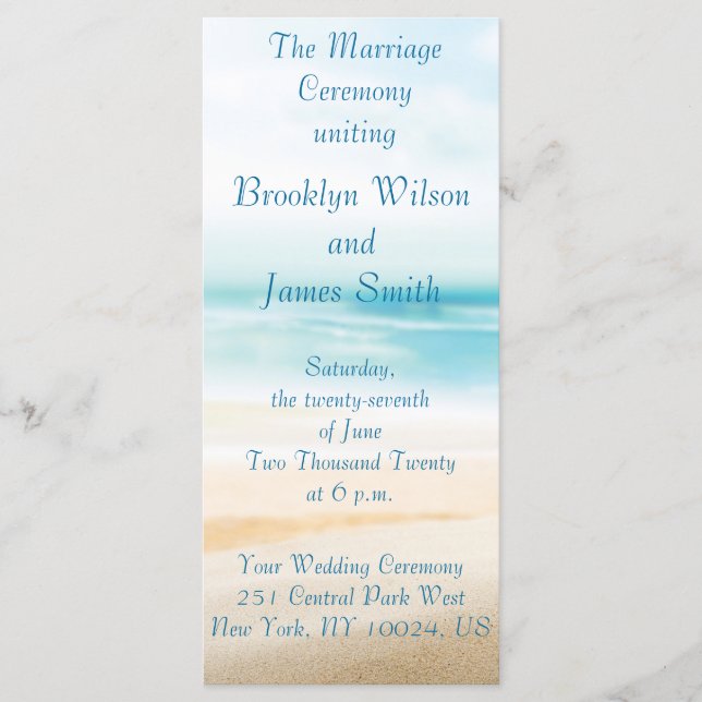 Beach Wedding Ceremony Programs (Front)