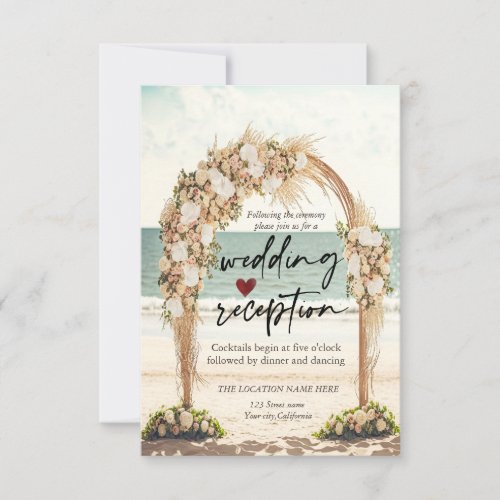 Beach Wedding Chic Arbor Roses Reception  Invitation