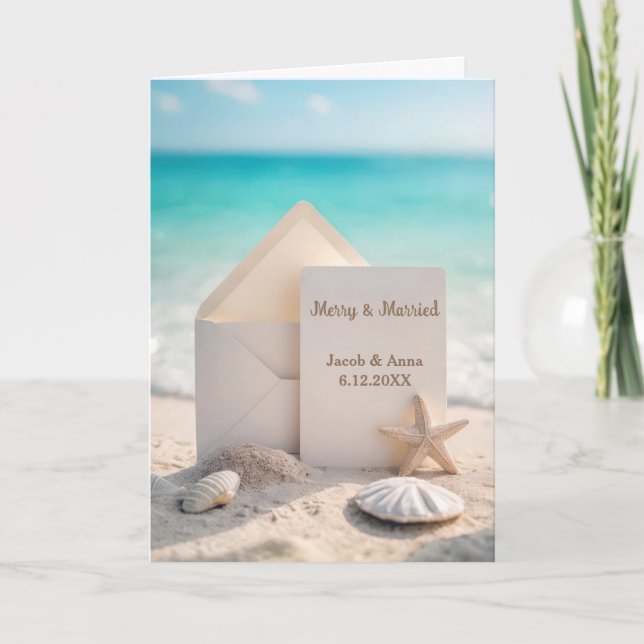 Beach Wedding Christmas With Starfish Holiday Card (Front)