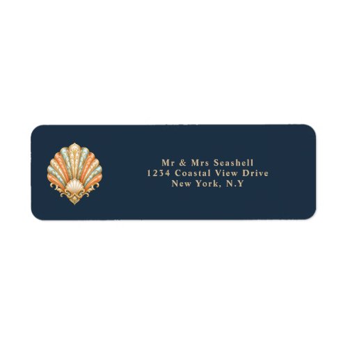 Beach wedding clam shell address stickers