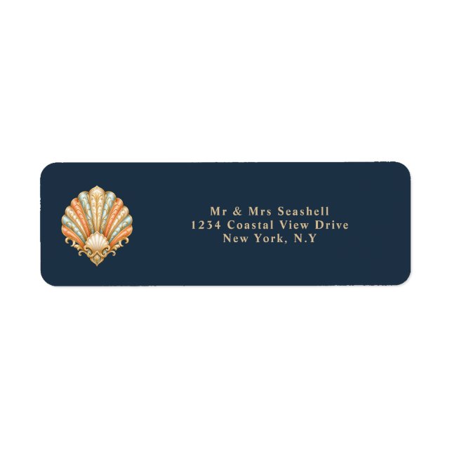 Beach wedding clam shell address stickers (Front)