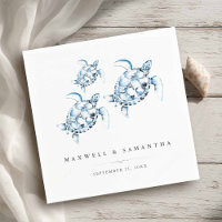 Beach Wedding Cocktail Napkins Sea Turtles