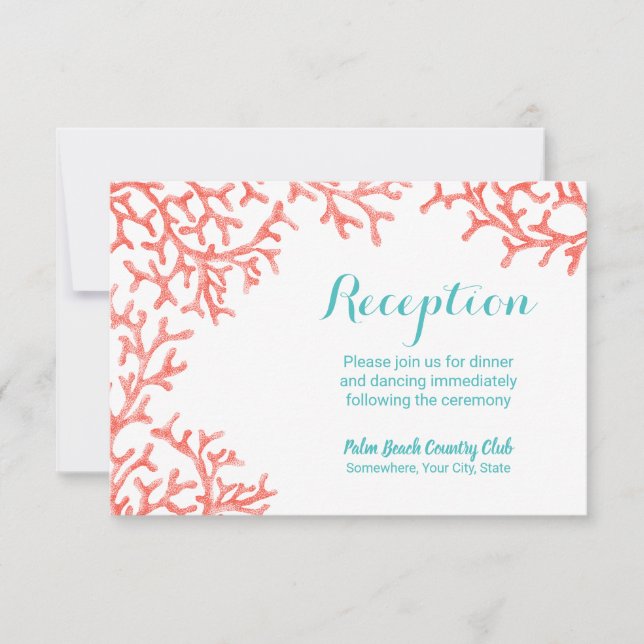 Beach Wedding Coral Reef Reception Invitation (Front)