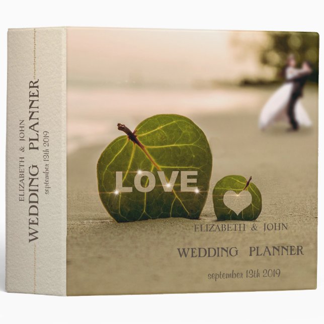 Beach Wedding Couple, Love 3 Ring Binder (Front/Spine)