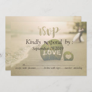 Beach Wedding Couple, Love RSVP Invitation