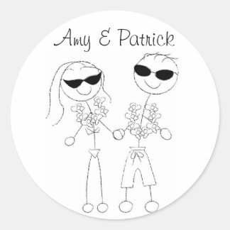 Beach Wedding Couple Stickers