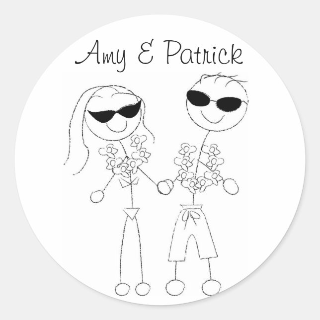 Beach Wedding Couple Stickers (Front)