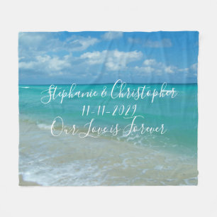 Beach Wedding Custom Personalized Newlywed Fleece Blanket