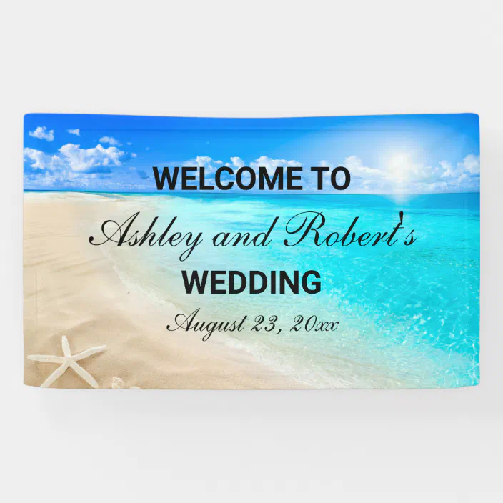 Poster Beach Sand Here Comes The Bride Personalised Wedding Sign 