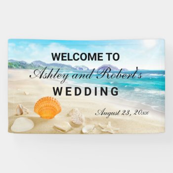 Beach Wedding Custom Welcome Banner by PurplePaperInvites at Zazzle