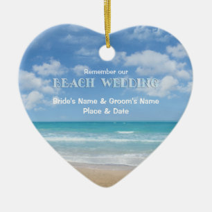 Beach Wedding (customizable) Ceramic Ornament