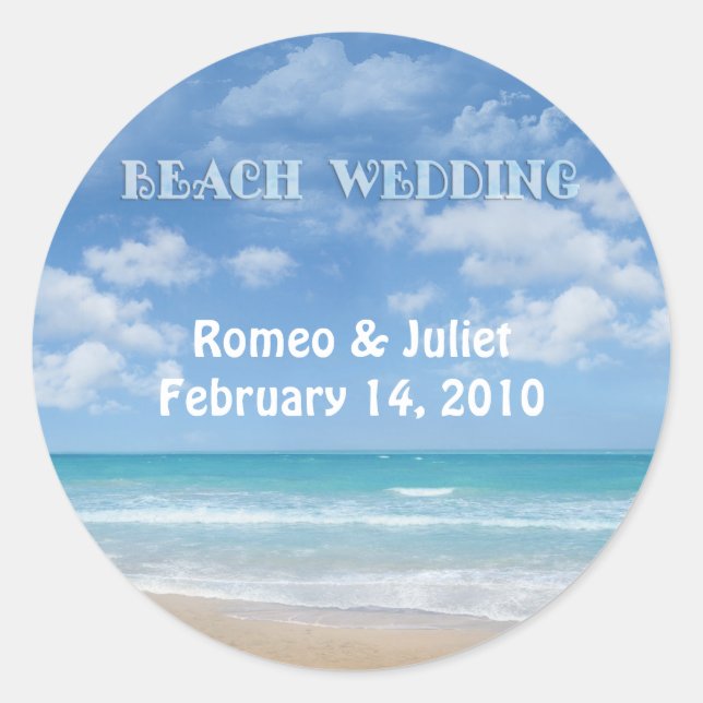Beach Wedding (customizable) Classic Round Sticker (Front)