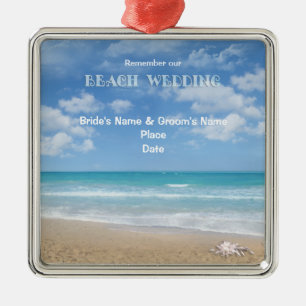 Beach Wedding (customizable) Metal Ornament