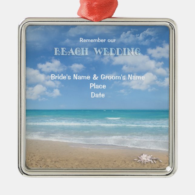 Beach Wedding (customizable) Metal Ornament (Front)