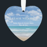 Beach Wedding (customizable) Ornament<br><div class="desc">Click "Personalize" to insert your names,  the place and the date of your wedding.</div>
