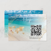 Beach Wedding Destination Passport  Map QR Code RSVP Card (Front/Back)