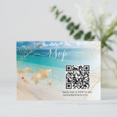 Beach Wedding Destination Passport  Map QR Code RSVP Card (Standing Front)