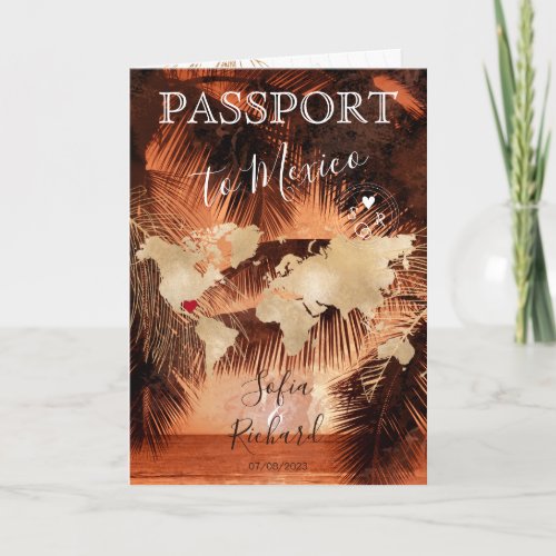 Beach Wedding Destination Passport World Map  Invi