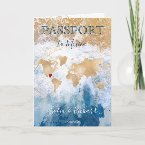 Beach Wedding Destination Passport World Map  Invi