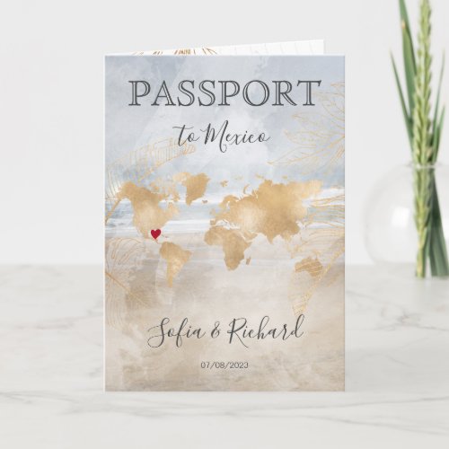 Beach Wedding Destination Passport World Map 