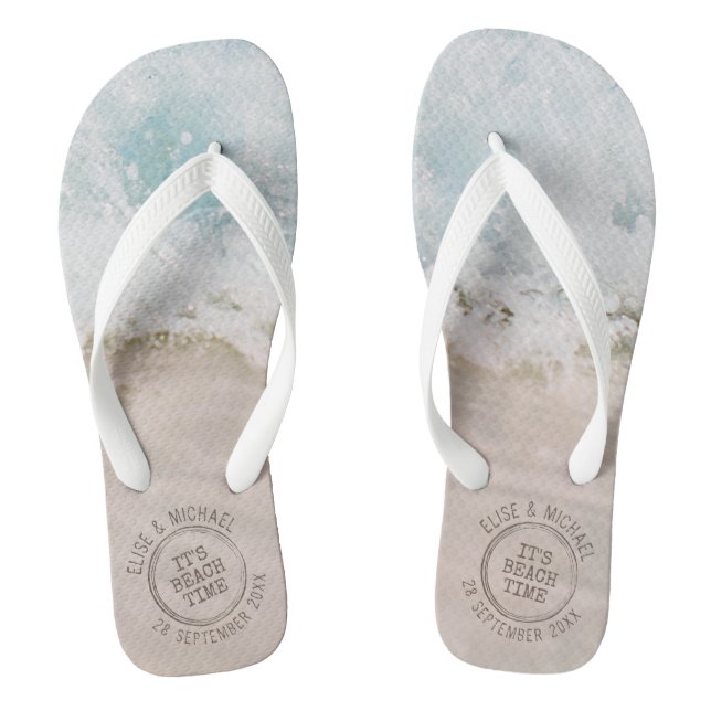 Beach Wedding Destination Personalized Flip Flops (Footbed)