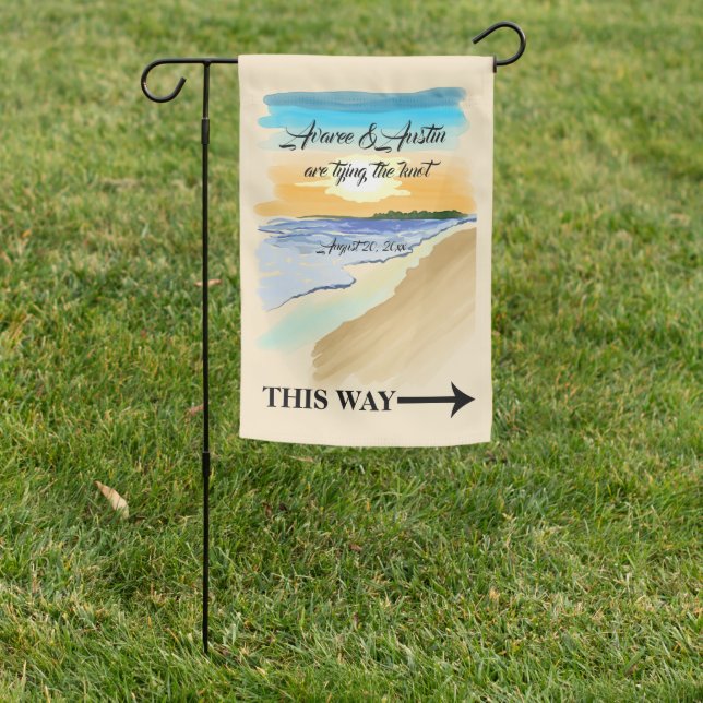 Beach Wedding Direction Flag (In SItu)