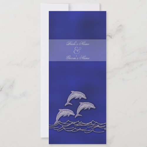 Beach wedding dolphin blue elegant personalized announcement