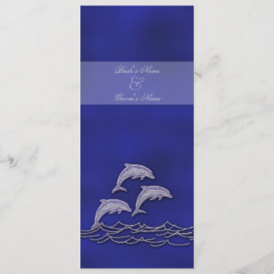 Beach wedding dolphin blue elegant invitation