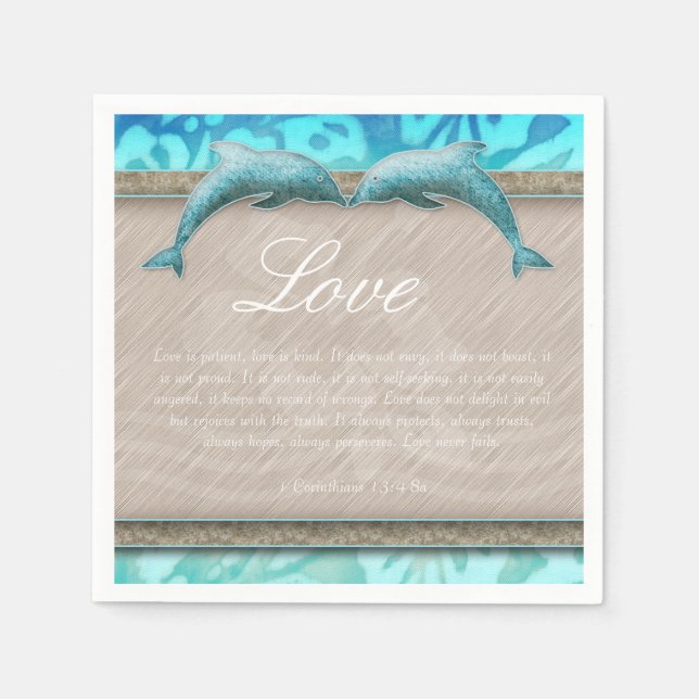 Beach Wedding Dolphin Luau Party Nautical Love Paper Napkins (Front)
