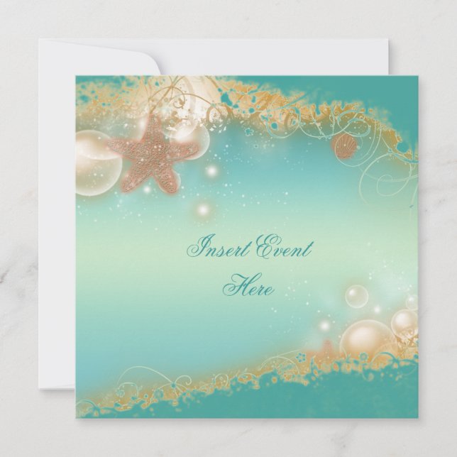 Beach wedding elegant party theme invitation (Front)