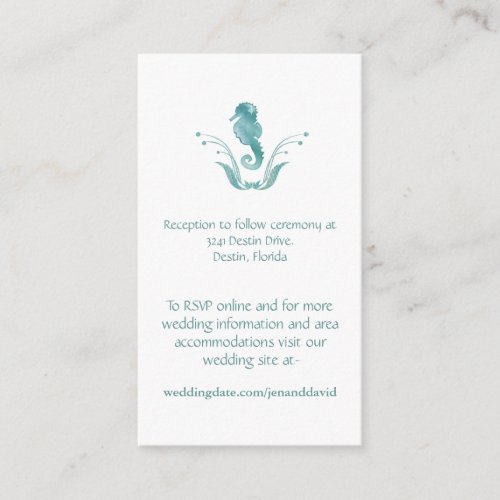 Beach Wedding enclosure cards Business Card Template