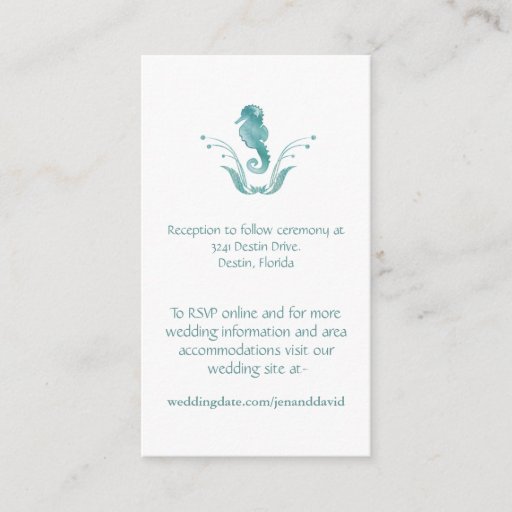 Customizable Beach Wedding enclosure cards Business Card Template