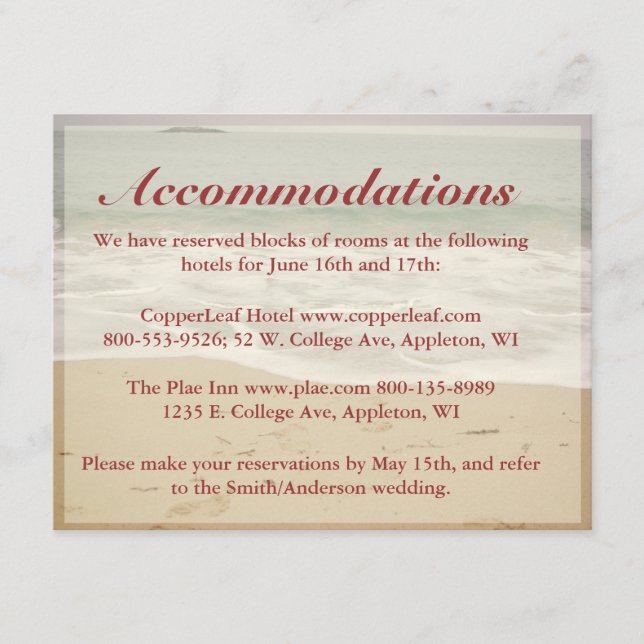 Beach Wedding Enclosure Cards - Rocky Beach (Front)