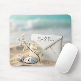 Beach Wedding Envelope In Sand Mouse Pad