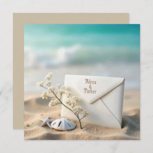 Beach Wedding Envelope In Sand Save The Date
