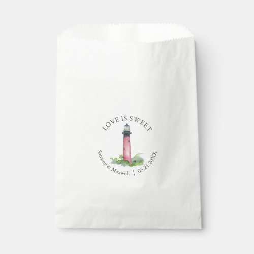 Beach Wedding Favor Bags Watercolor Lighthouse