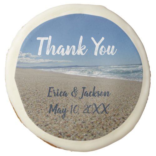 Beach Wedding Favor Deserted Coast Guest Thank You Sugar Cookie