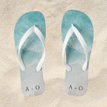 Beach Wedding Favor Flip Flops<br><div class="desc">Elevate Your Wedding with Personalized Flip Flop Favors Add a touch of beachy bliss and comfort to your wedding celebration with our Personalized Flip Flop Favors. These delightful favors not only offer a respite for tired feet but also showcase your initials and a matching ocean design, making them a cherished...</div>