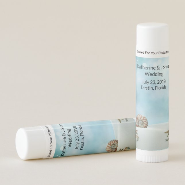 Beach Wedding Favor Lip Balm (Front)