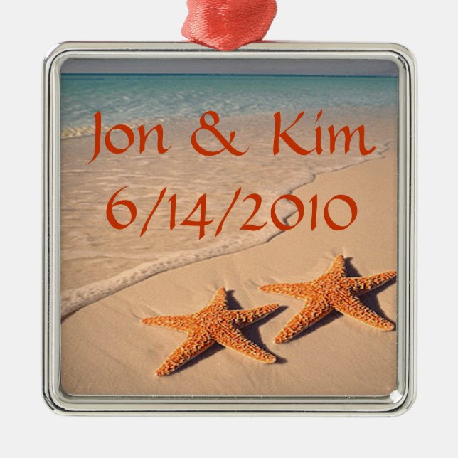 Beach Wedding Favor Ornament Gift (Front)