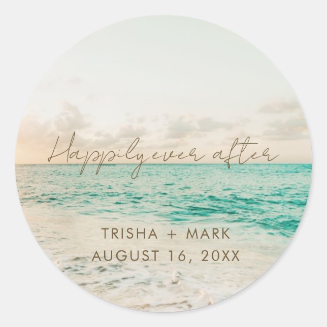 Beach Wedding Favor Stickers (Front)